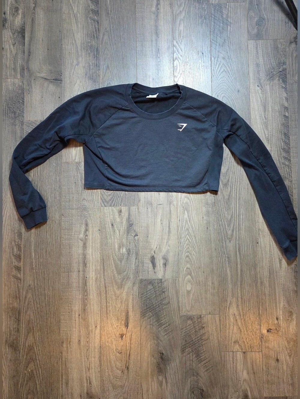 Gymshark Black Cropped Long-Sleeve Crew Top